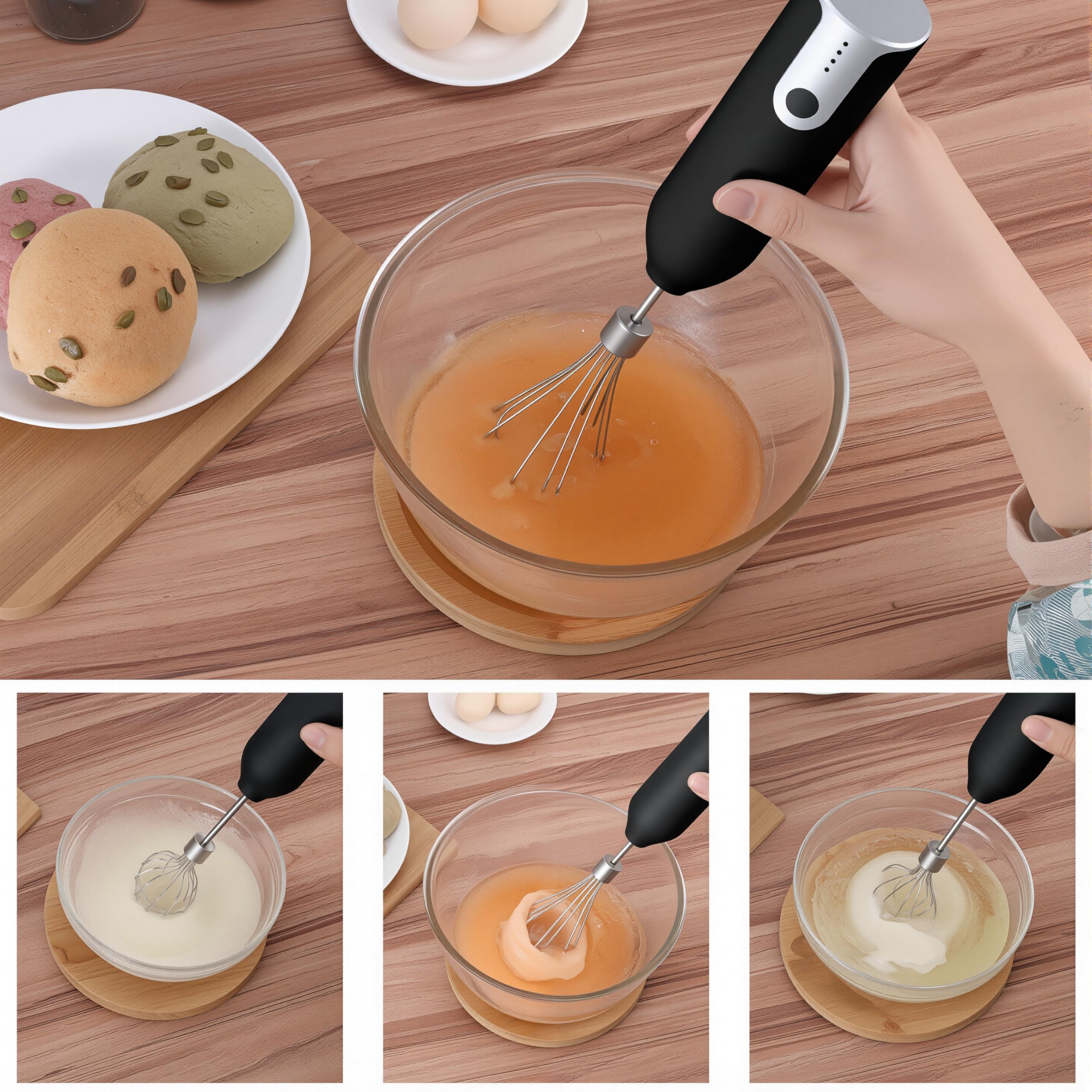 VOMELON batidora de mano diseño ergonómico para agarre cómodo