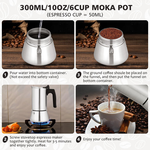 Cafetera Vonates apta para inducción, compatible con cocinas modernas.