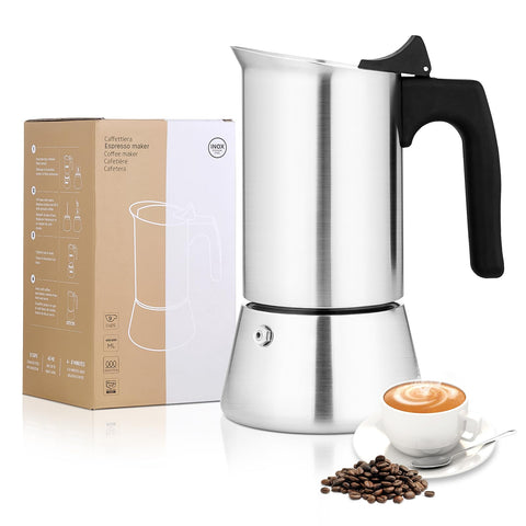 Cafetera Moka Vonates estufa 300 ml, seis tazas, lista para espresso en casa.