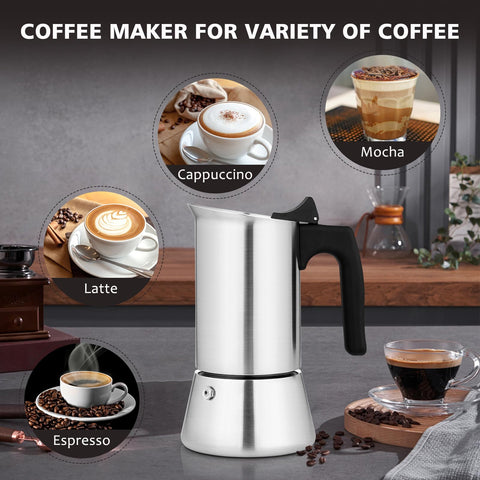 Preparación de espresso rápida con la cafetera Vonates en minutos.