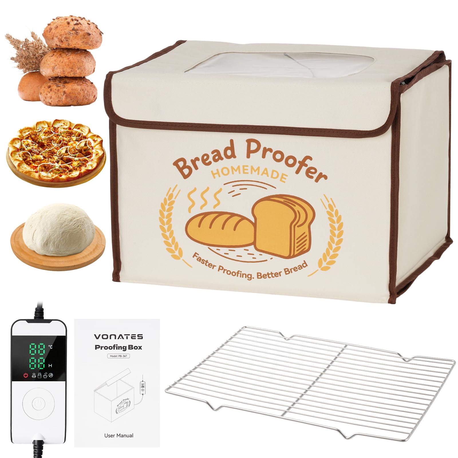 Caja de fermentación VONATES plegable para levado uniforme de masa