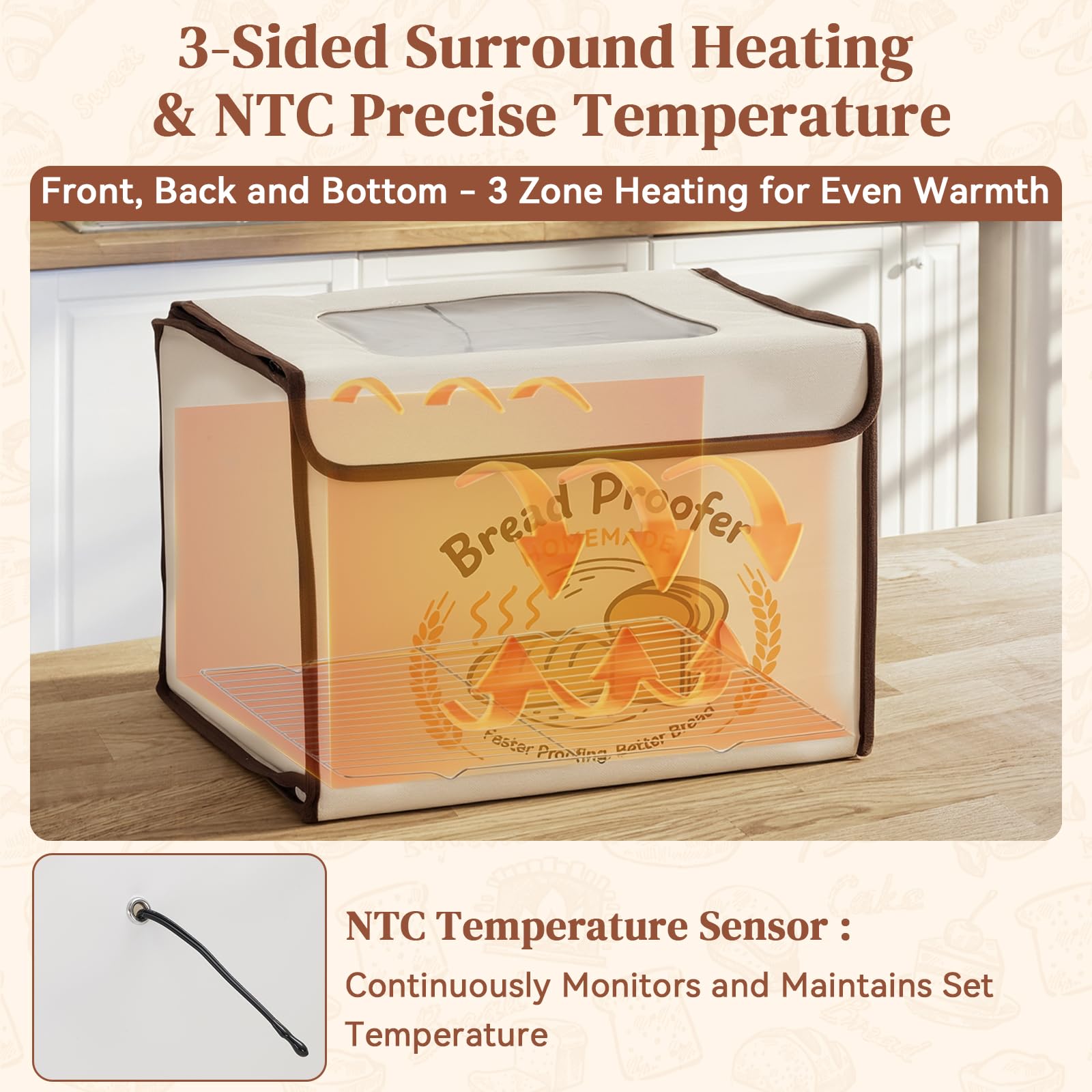 Control de temperatura VONATES 50-113°F para pan perfecto