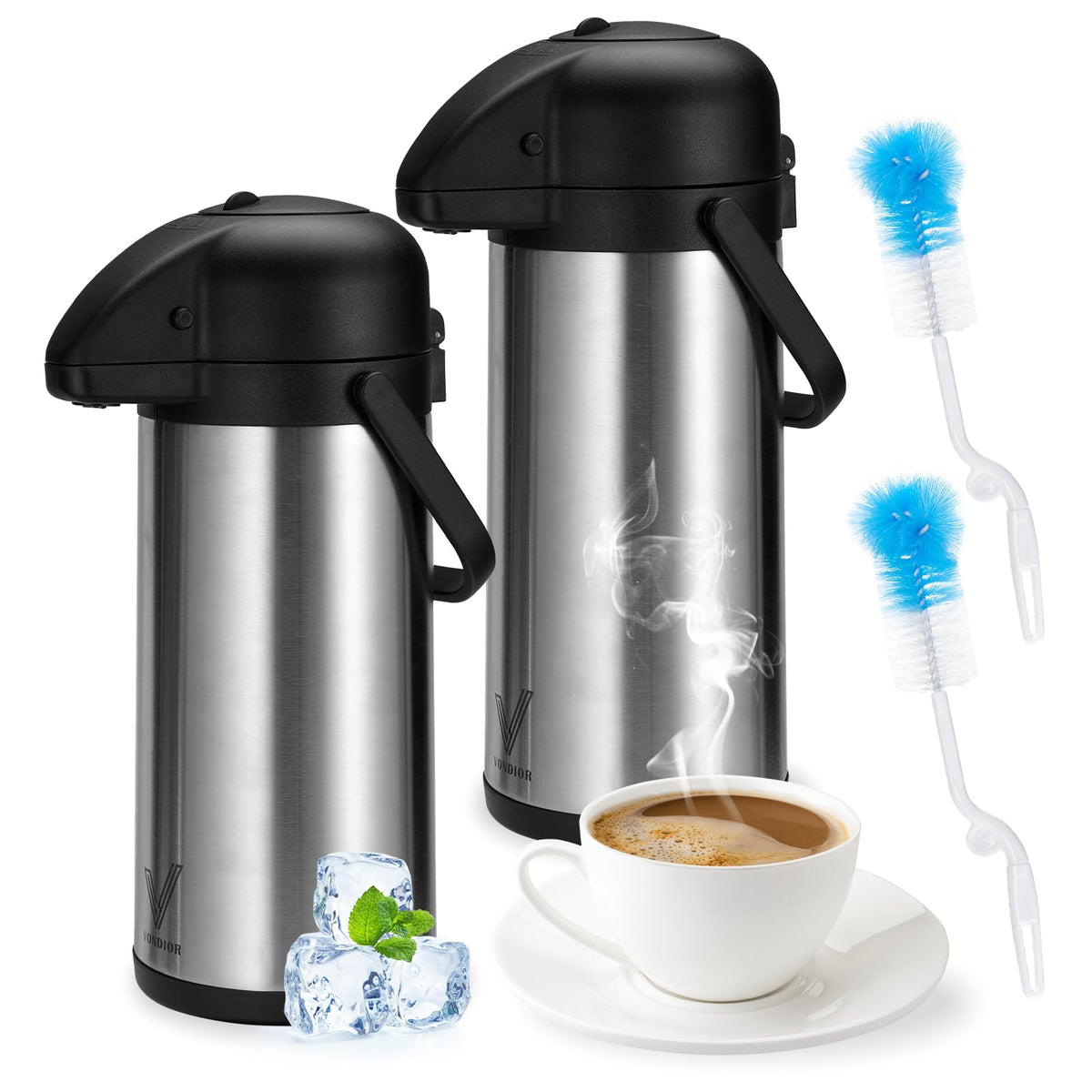 Dispensador de café VONDIOR con bomba para servicio rápido en eventos.