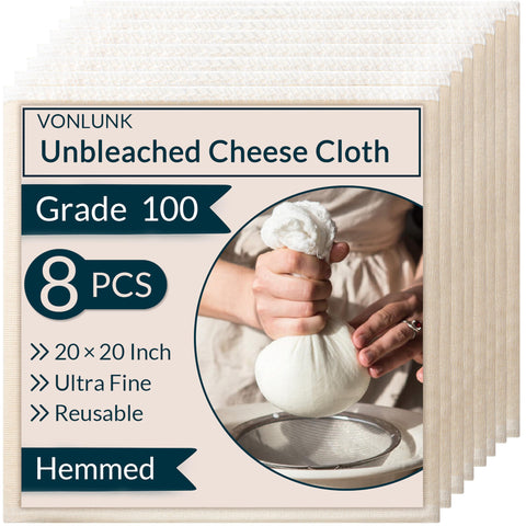 VONLUNK queso paño filtrante 20x20 con borde plegado, filtrado preciso y sin desbordes.