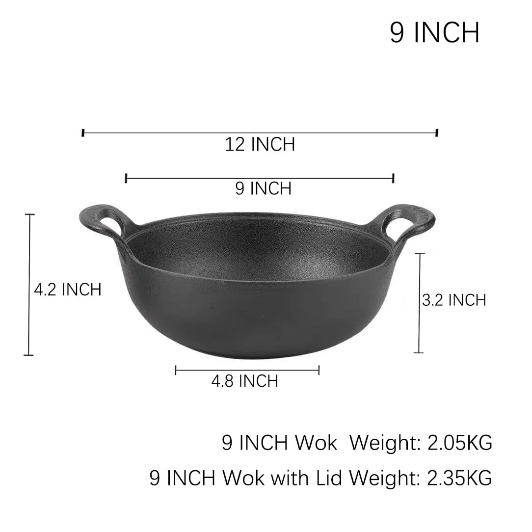 Wok VONOTO de hierro forjado, plancha de grill para asados sabrosos.