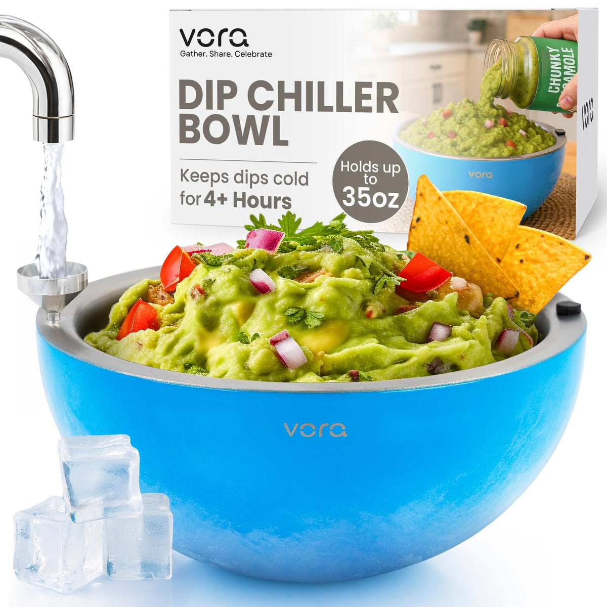 Vora Cuenco Refrigerante 35oz en mesa, servicio elegante para salsas y ensaladas.