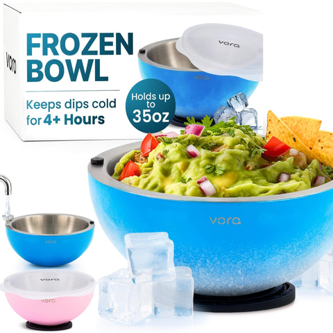 Vora tazón enfriador para salsas azul 35oz, mantiene las salsas frías