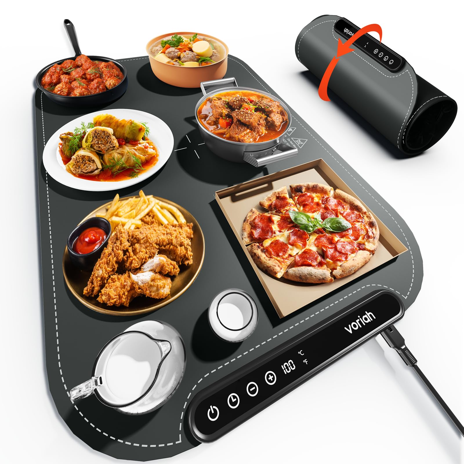 Voriah calentador de comida con superficie 24x16 pulgadas para buffets y eventos.