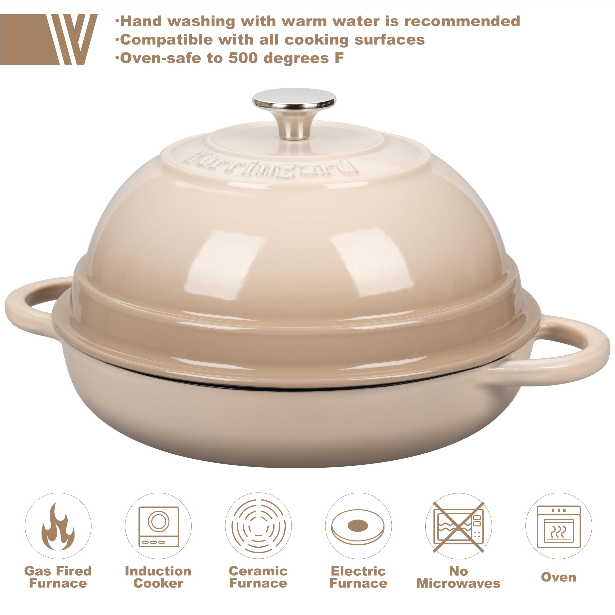 Cazo de hierro esmaltado Vorringard apto para horno y calor uniforme