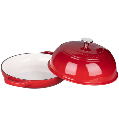 Color rojo y diseño elegante de la Olla VORRINGARD para la mesa.