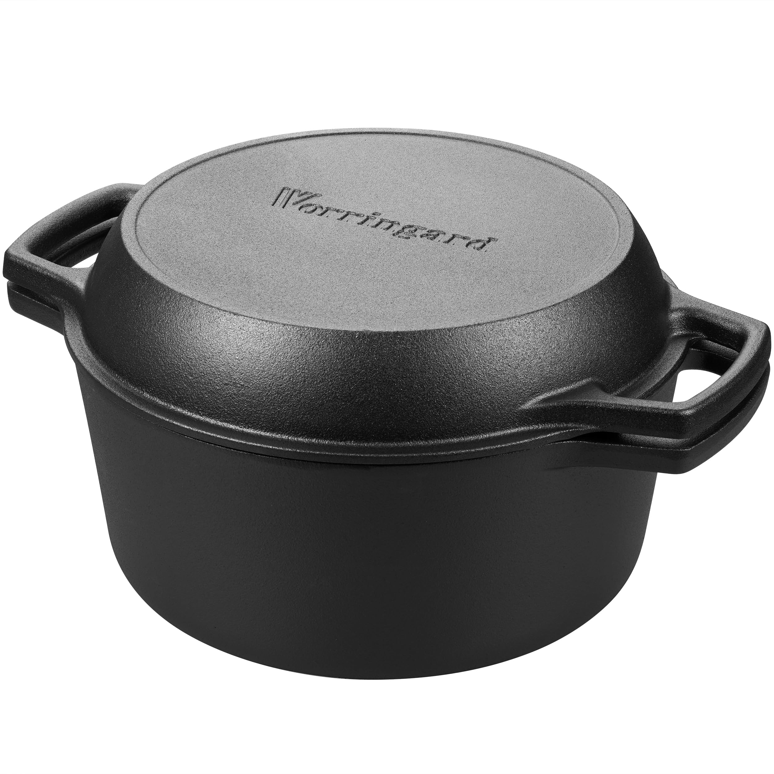 VORRINGARD olla doble de hierro forjado vista frontal con calor uniforme.