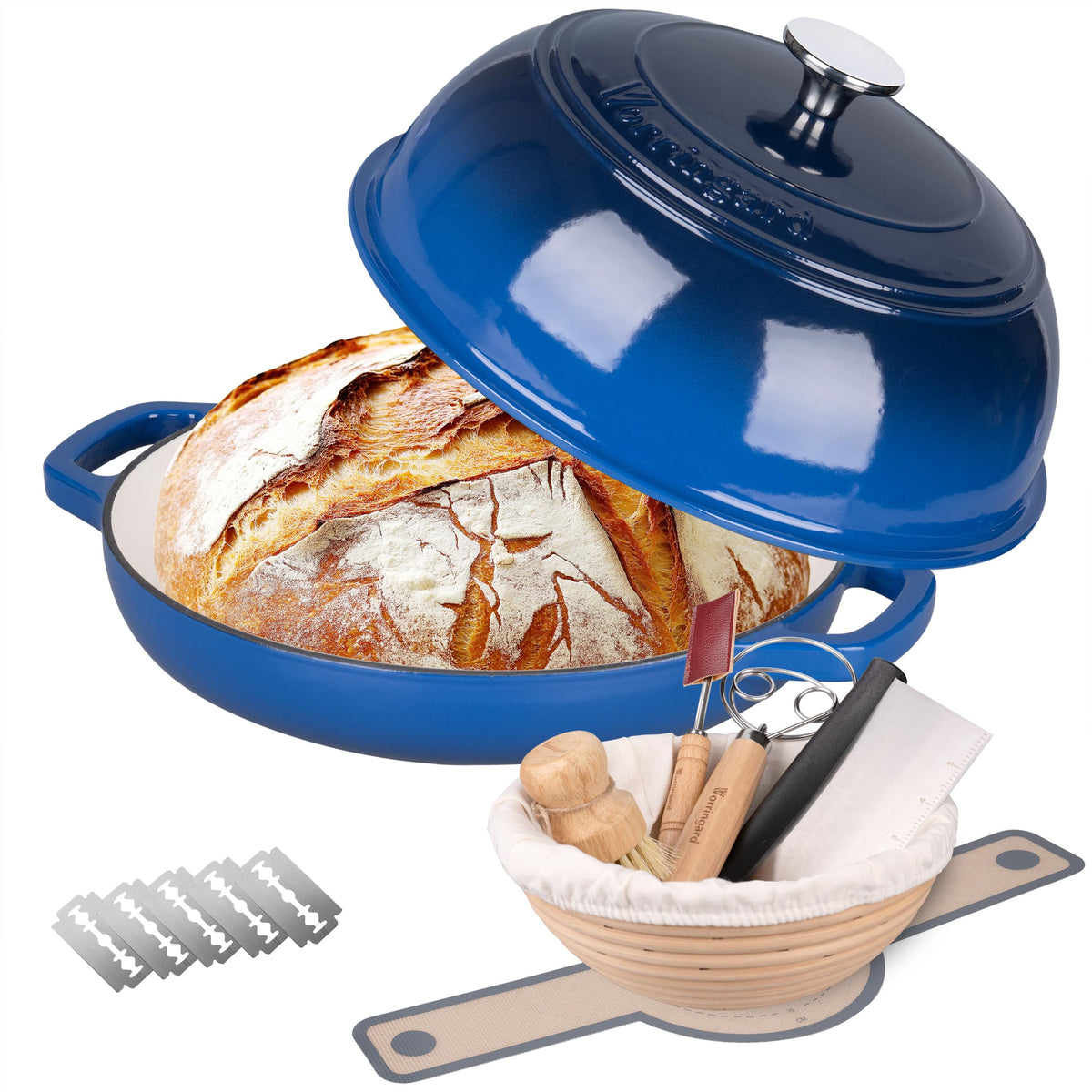 Olla de hierro ename lada VORRINGARD con tapa para hornear pan crujiente