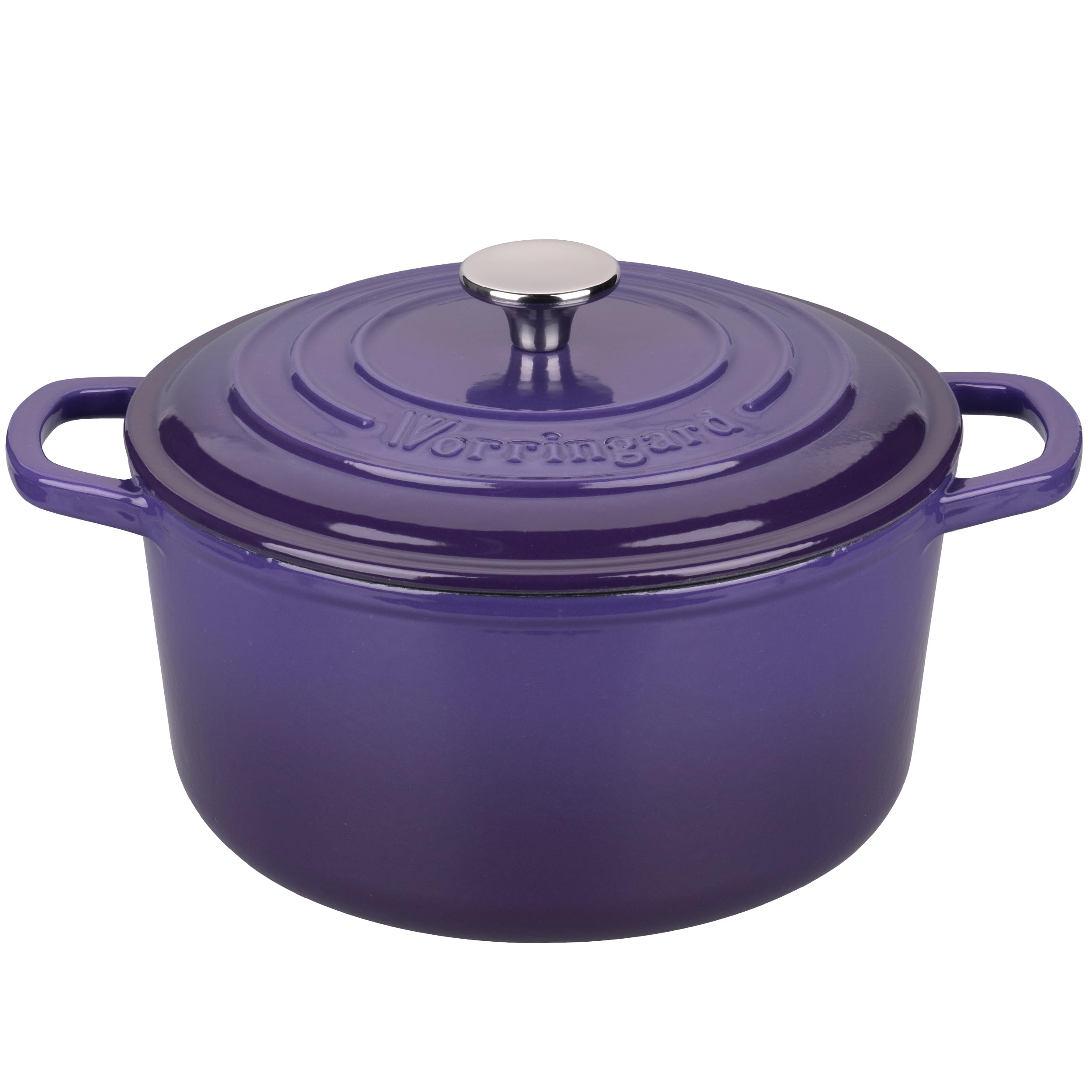 Olla Vorringard de hierro esmaltado con tapa, calor uniforme.