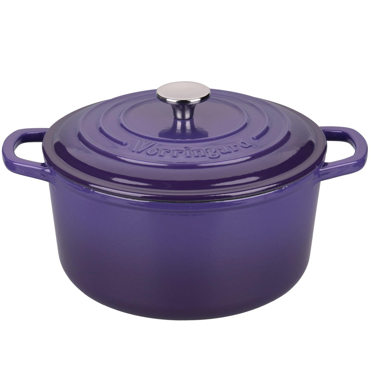 Olla Vorringard de hierro esmaltado con tapa, calor uniforme.