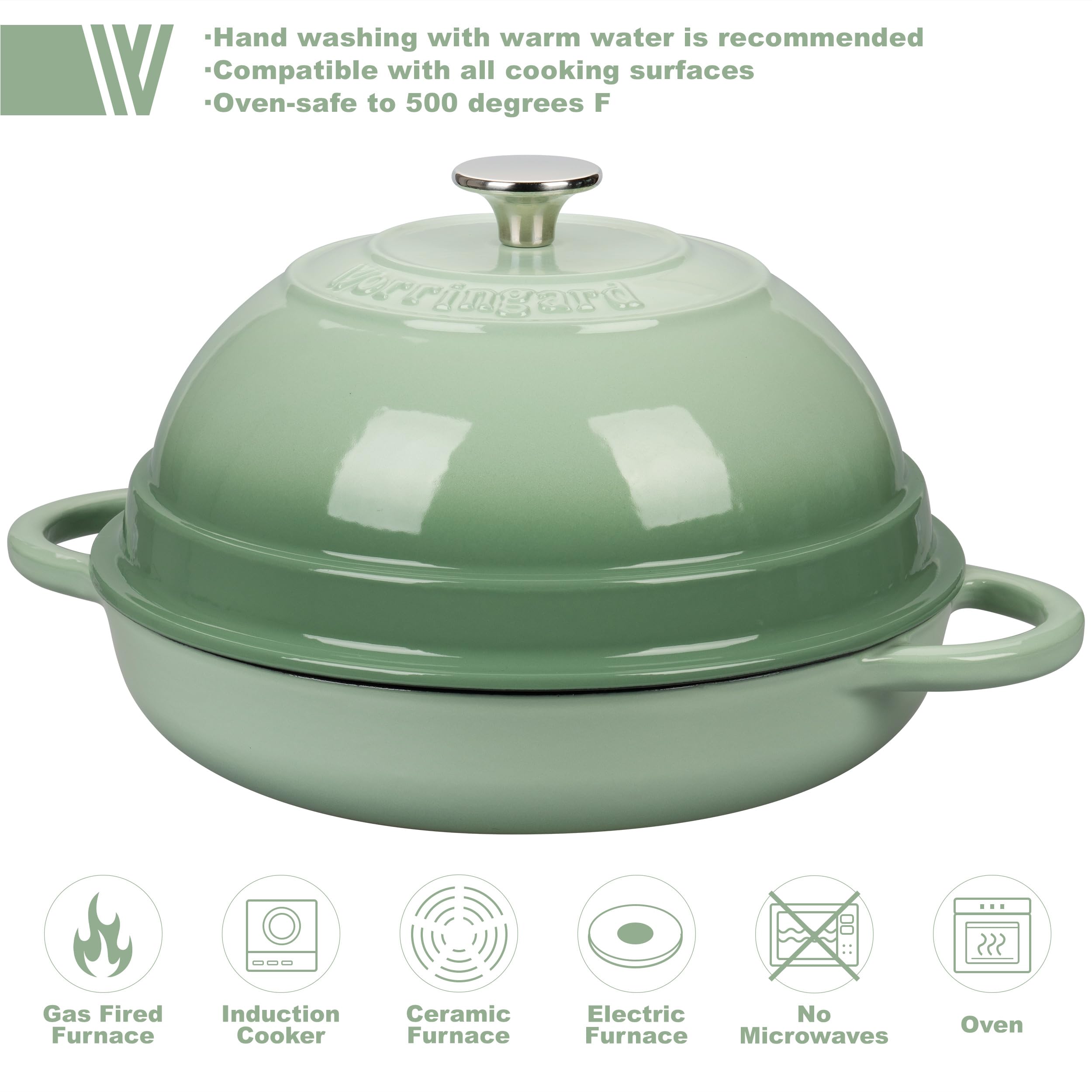 Tapa de la olla Vorringard con asas ergonómicas para seguridad.