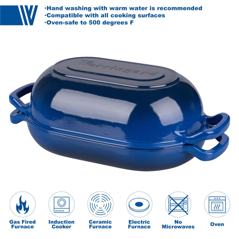 Tapa cerámica esmaltada VORRINGARD en azul para retención de calor