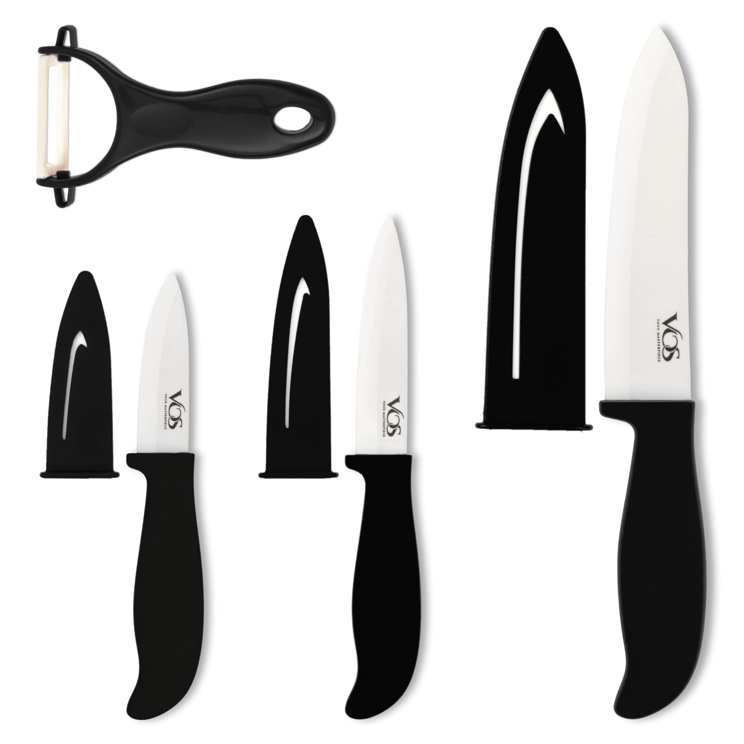 Cuchillo Vos cerámico de 3 pulgadas para cortes precisos en frutas.