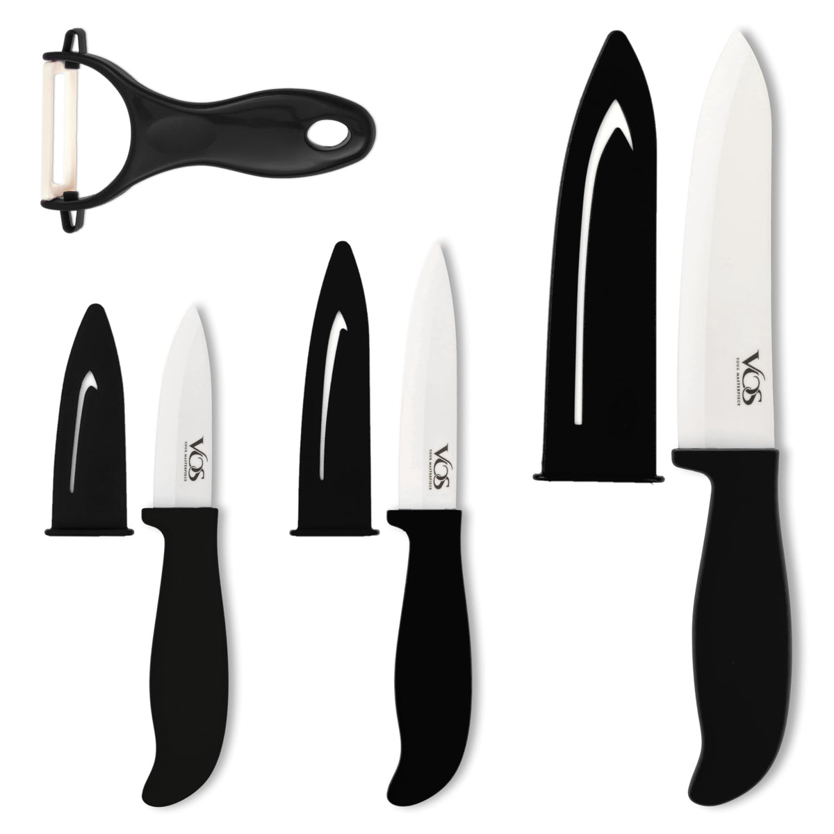 Cuchillo Vos cerámico de 3 pulgadas para cortes precisos en frutas.