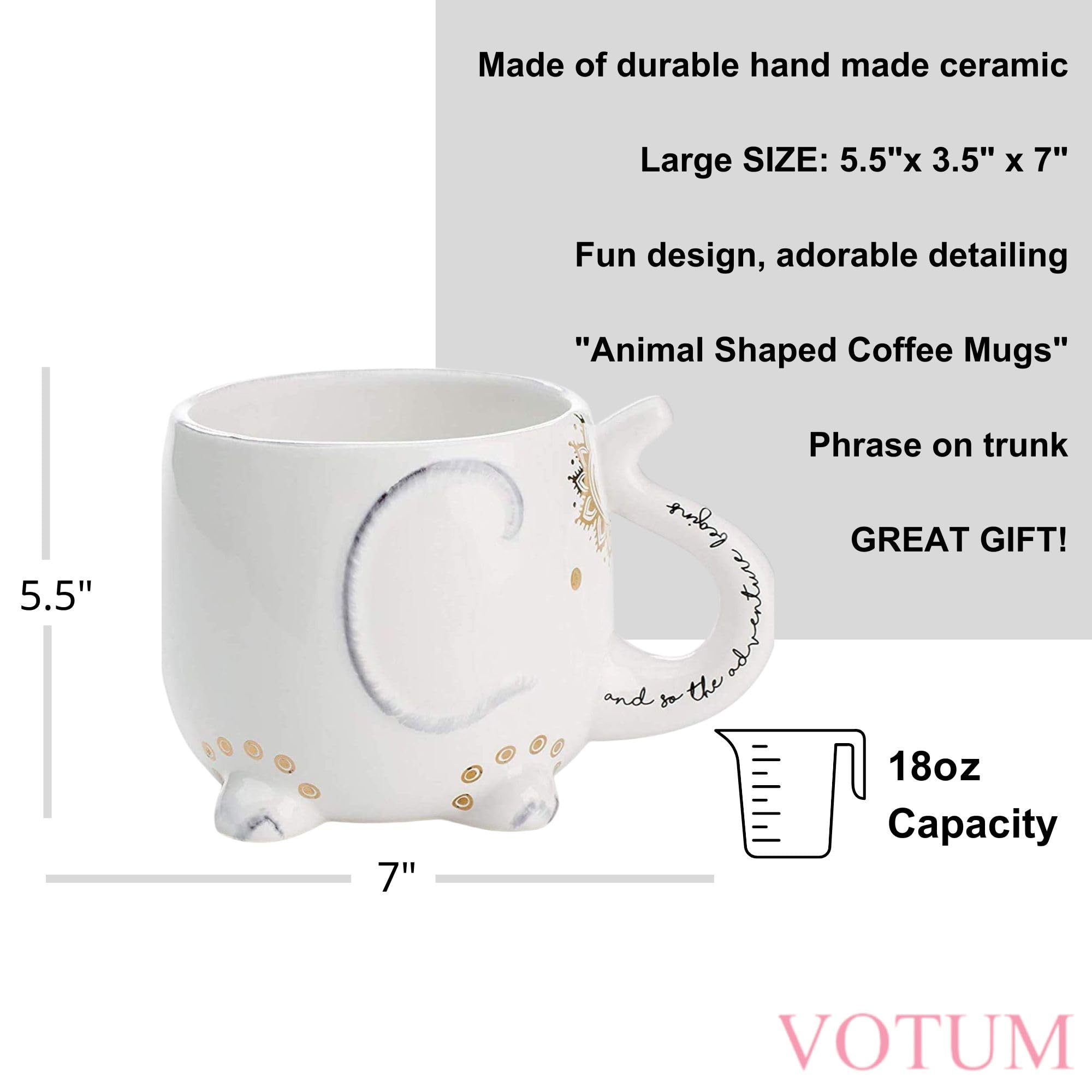 Detalle del tronco como asa de la taza elefante VOTUM.