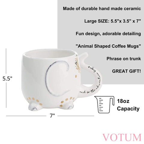 Detalle del tronco como asa de la taza elefante VOTUM.