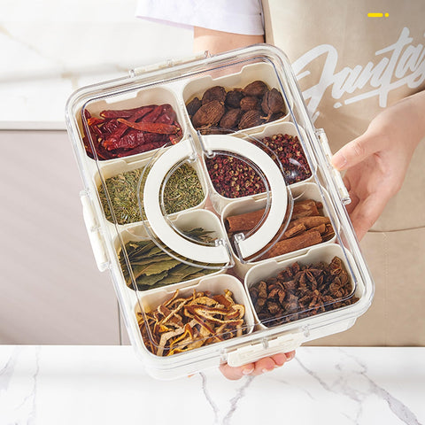 Bandeja VOUKEN portátil con compartimentos, ideal para llevar snacks a cualquier lugar.