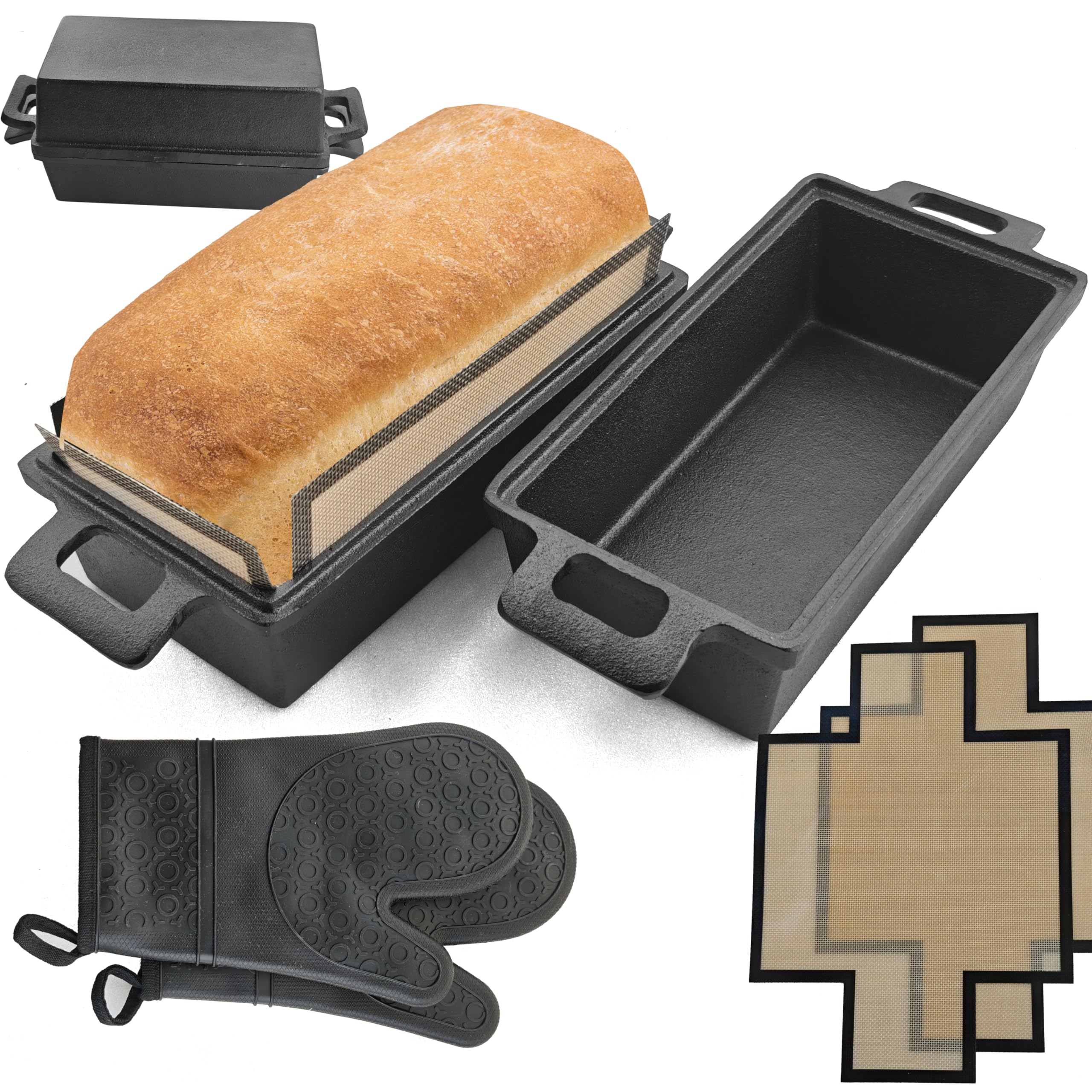 Voulosimi molde de hierro forjado 9x5 para hornear pan de forma uniforme.