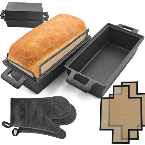 Voulosimi molde de hierro forjado 9x5 para hornear pan de forma uniforme.