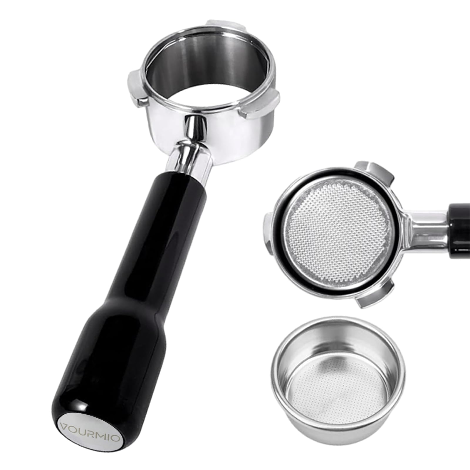 Portafiltro VOURMIO 54 mm sin fondo con tres orejas para observar extracción