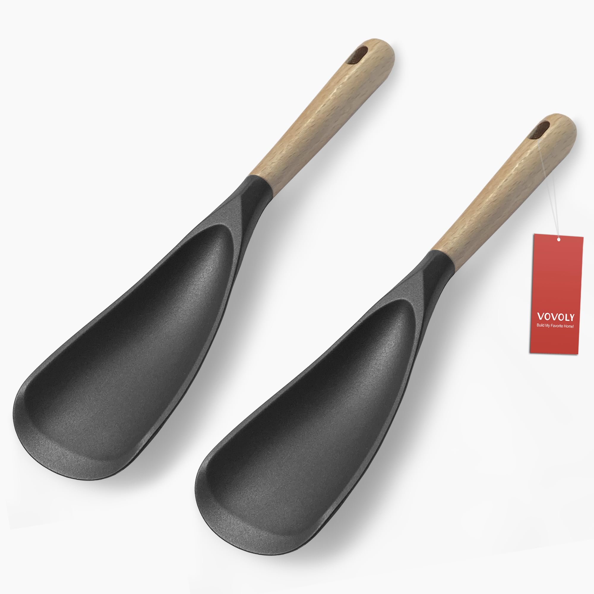 VOVOLY cuchara-espátula de silicona para sartenes antiadherentes, ideal para mezclar sin rayar.