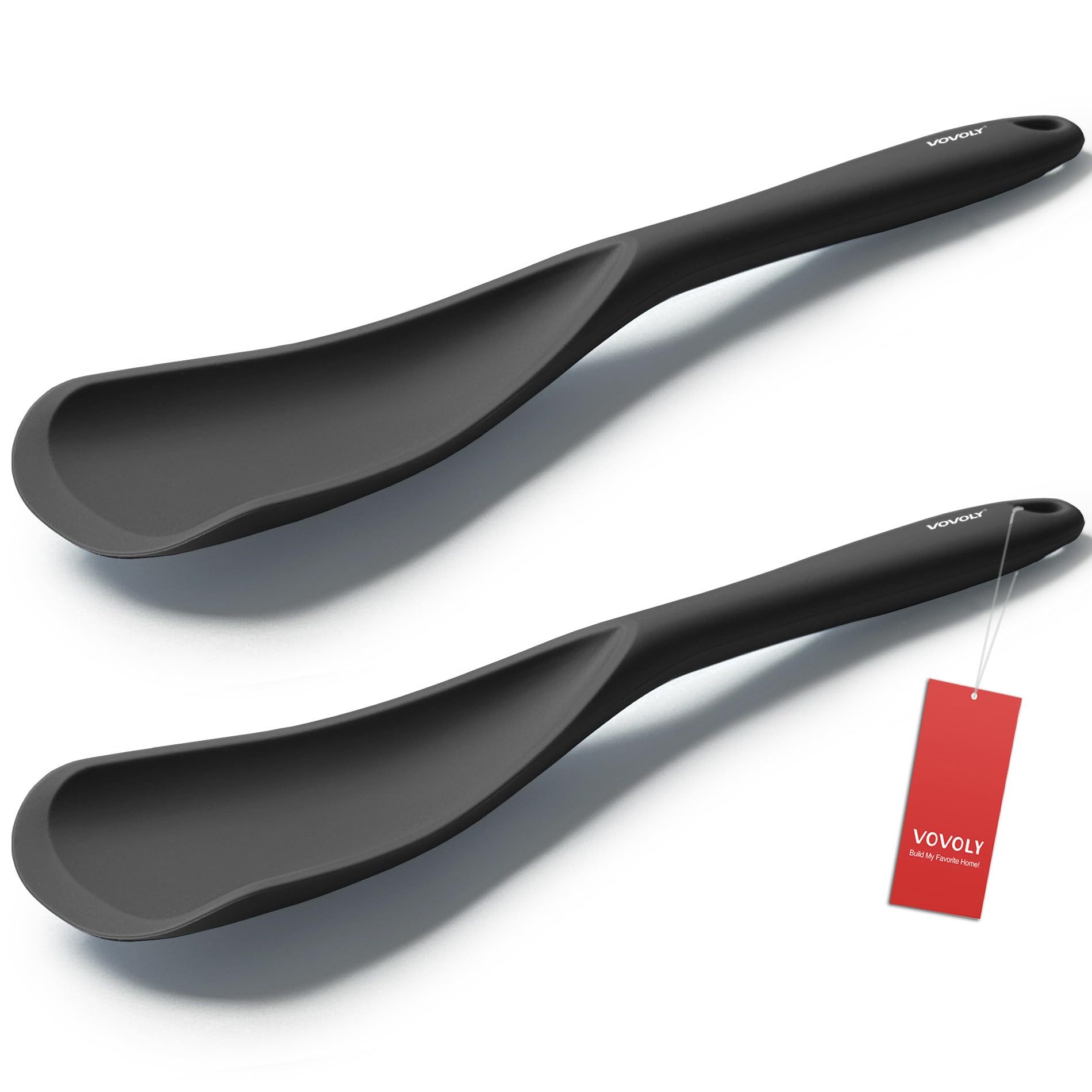 Cucharón de silicona Vovoly antiadherente para sartenes, evita rayar superficies.