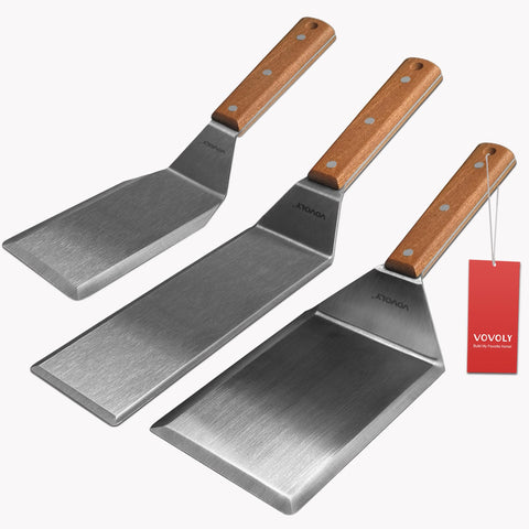 Espátula Vovoly de acero inoxidable para parrilla, duradera y estable.