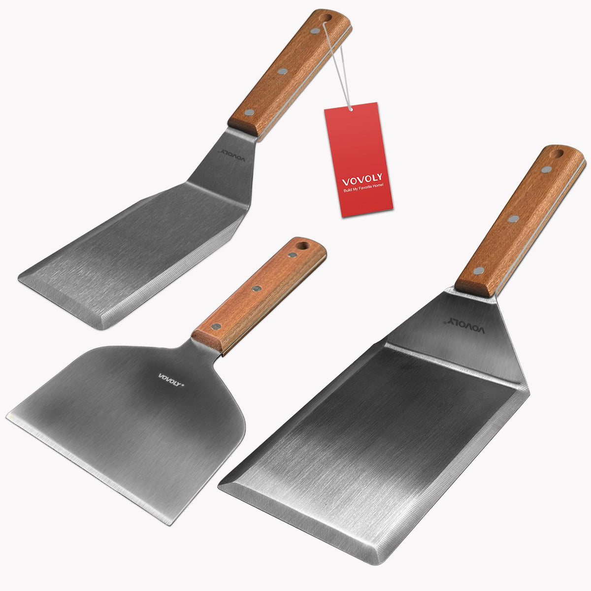 Espátula Vovoly de cocina con hoja de acero inoxidable, ideal para girar y servir.