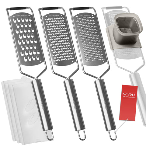 Rallador Vovoly Pro con corte fino para cítricos y especias, uso preciso.