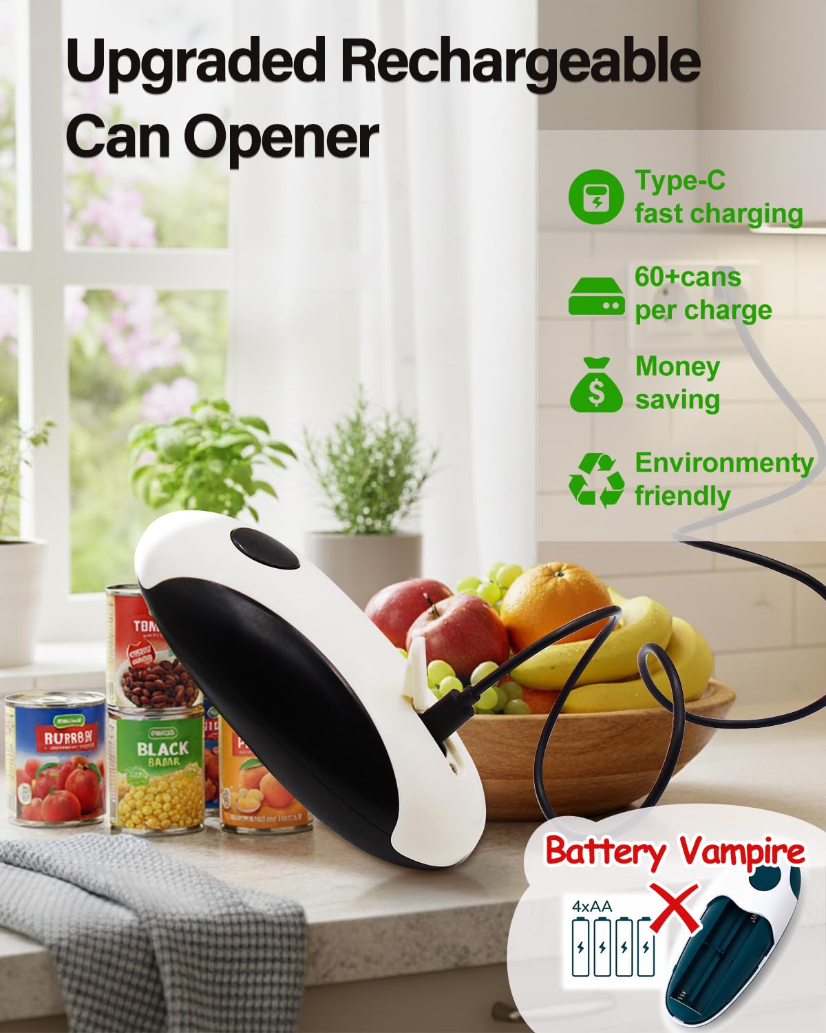 Abrelatas Voyage Bees con borde suave para evitar lesiones al abrir latas.