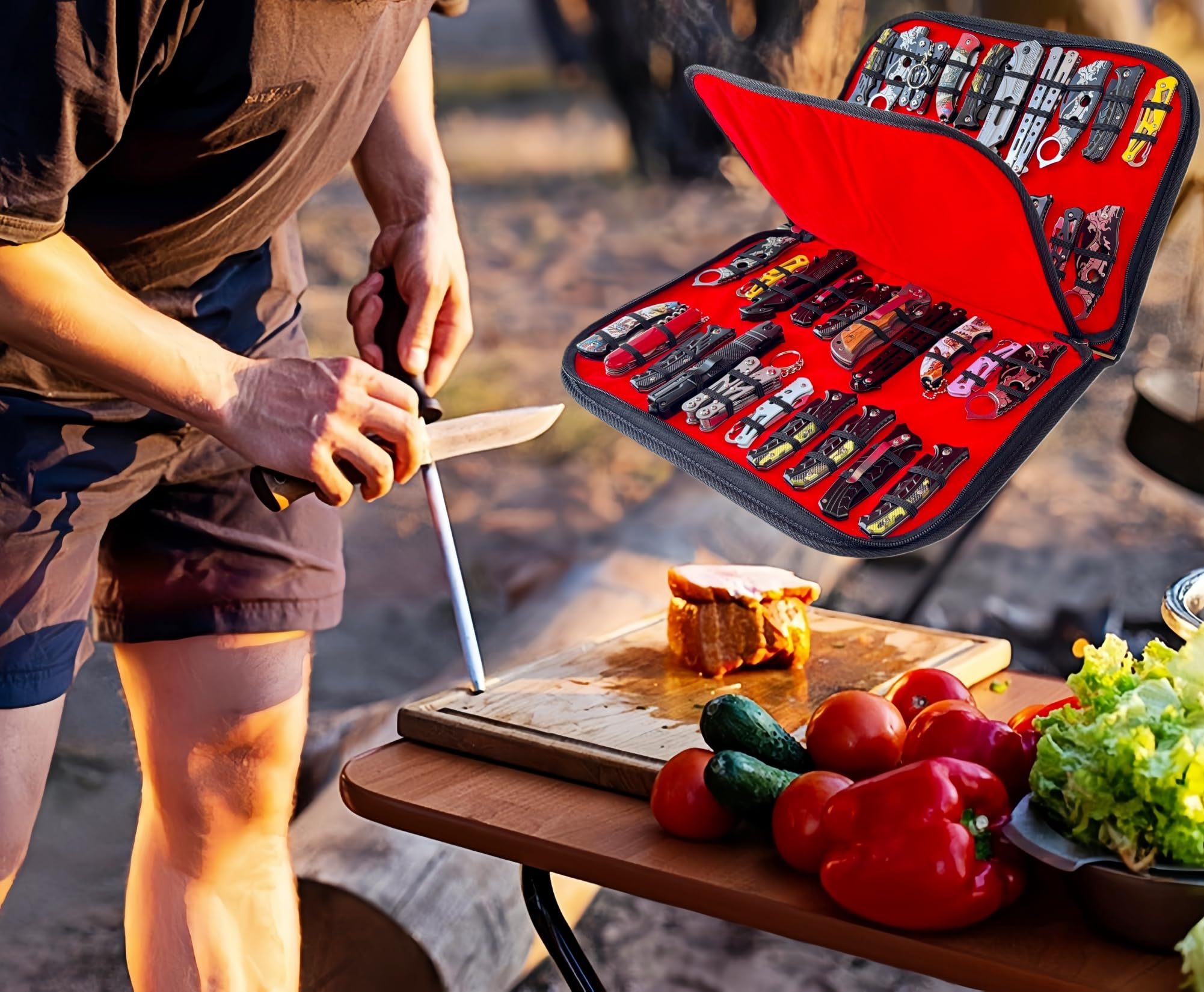 Voyboced estuche de cuero PU, protección antiarañazos para cada cuchillo.