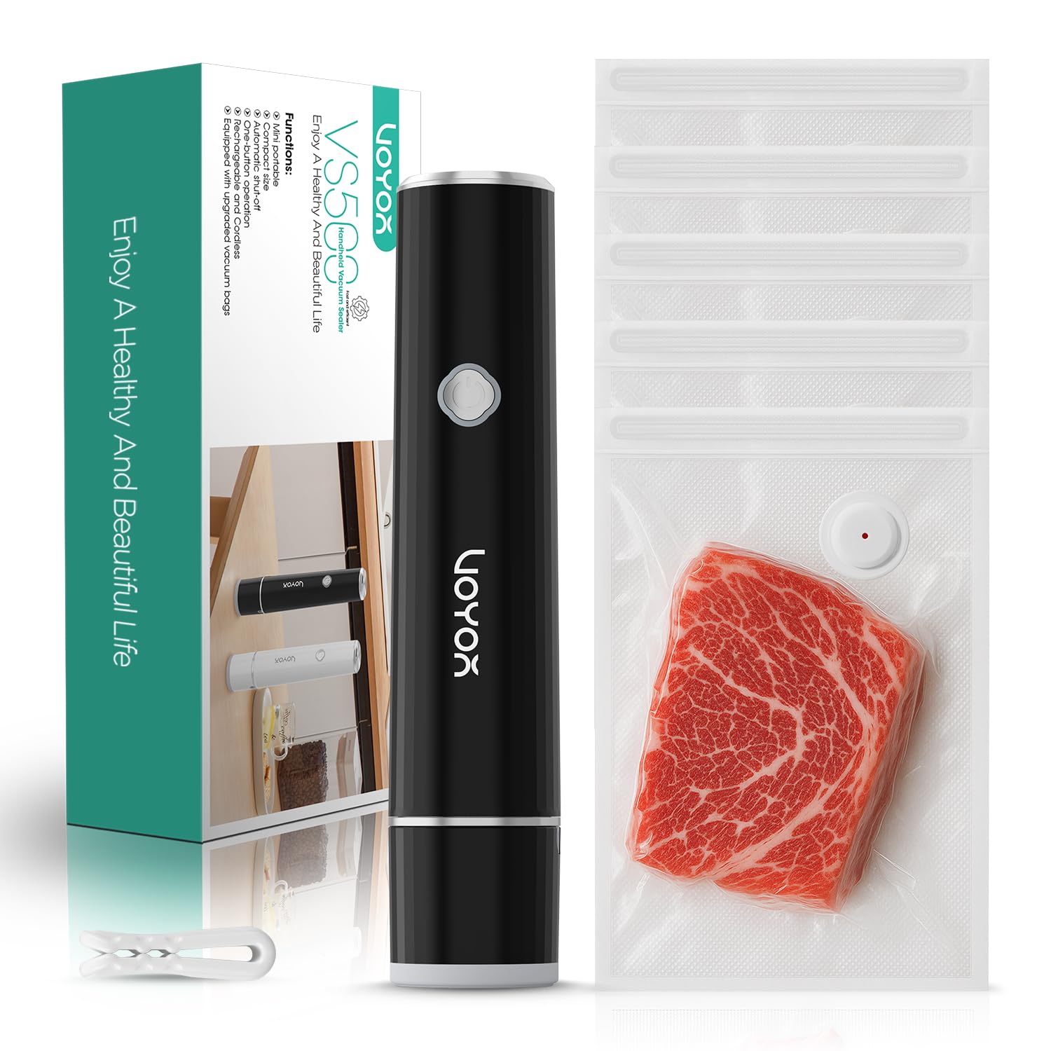VOYOR seladora manual de alimentos con potencia 65kPa para sellar rápido.