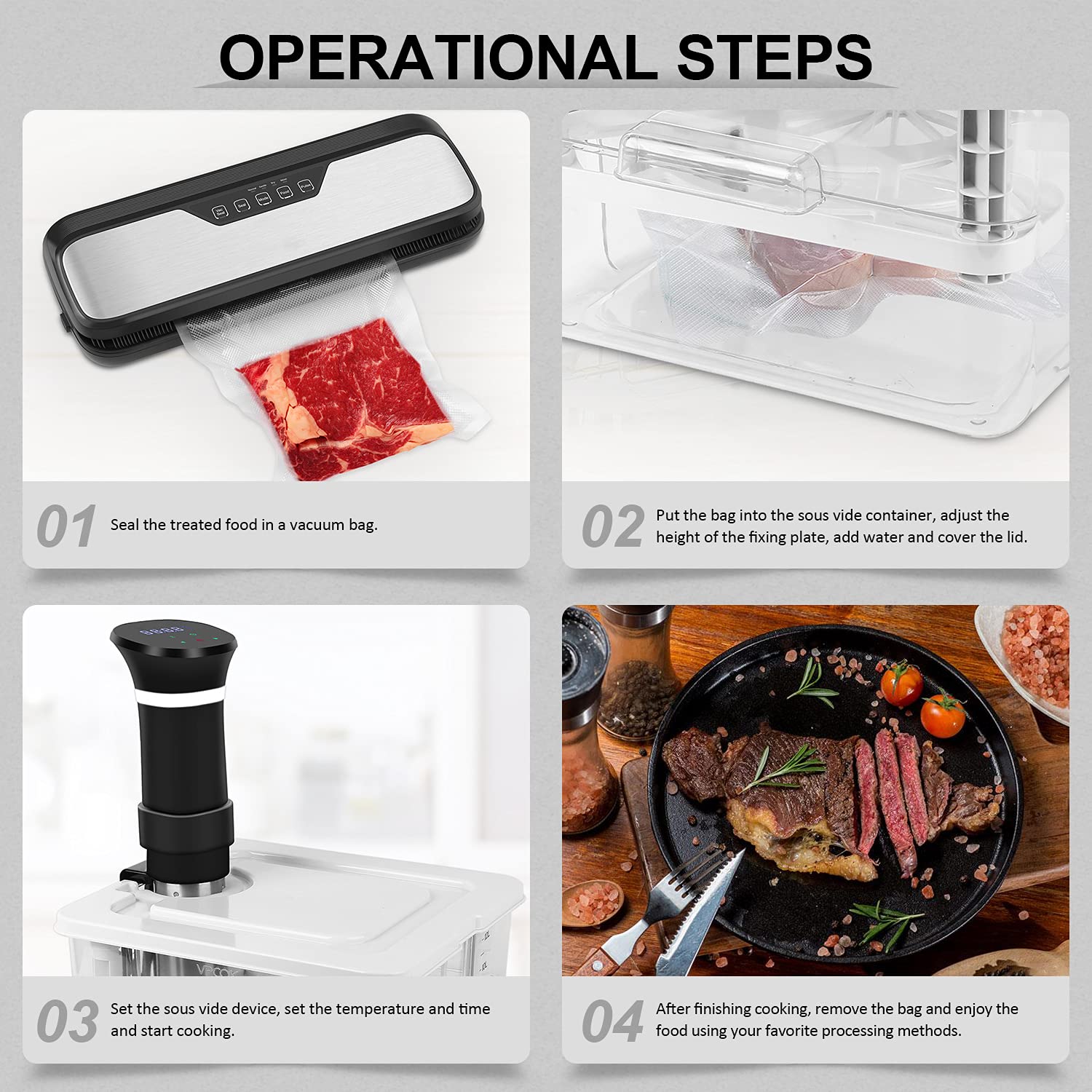 Vpcok Direct contenedor sous vide compatible con diferentes circuladores.