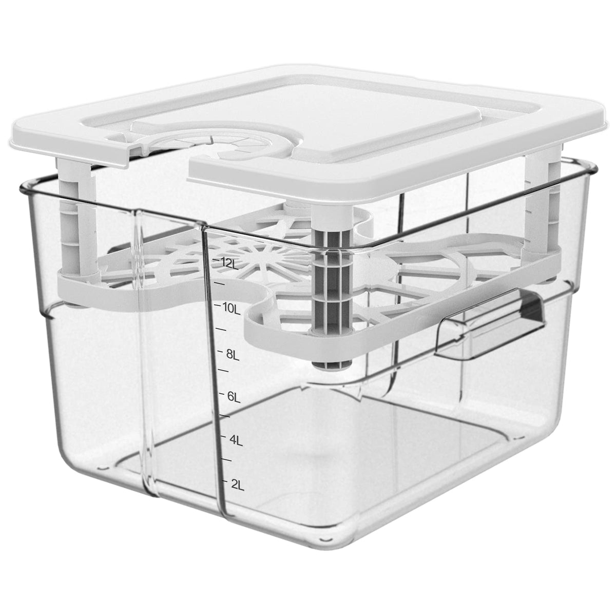 Vpcok Direct contenedor sous vide con tapa y rejilla para calor uniforme.
