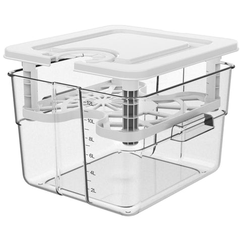 Vpcok Direct contenedor sous vide con tapa y rejilla para calor uniforme.