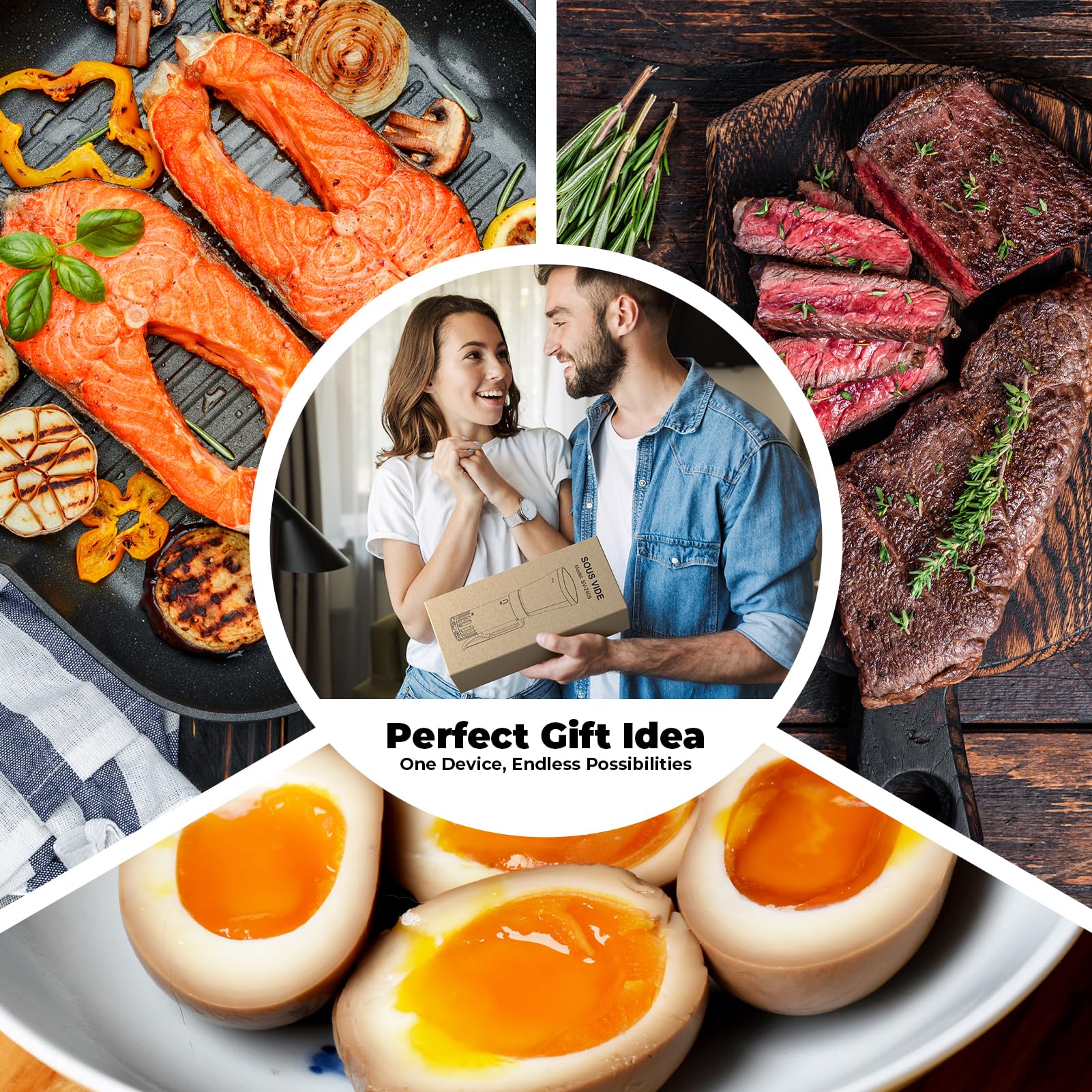 Vpcok Direct Sous Vide, control sencillo de tiempo y temperatura para cocina precisa.