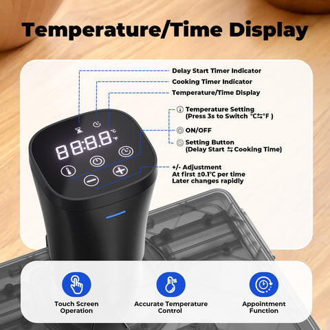 Vpcok Direct Sous Vide, baño de agua 360°, calor distribuido uniformemente.