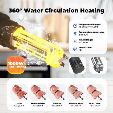 Vpcok Direct Sous Vide, luces indicadoras para seguir la cocción sin sorpresas.