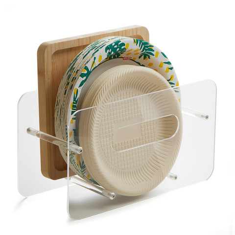 VQBLNC dispensador de platos 7-12 pulgadas en acrílico transparente para encimeras