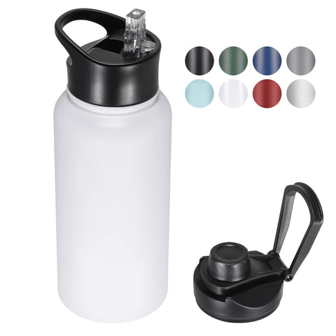 VQRRCKI botella aislada 32oz vista frontal diseño ergonómico para uso diario
