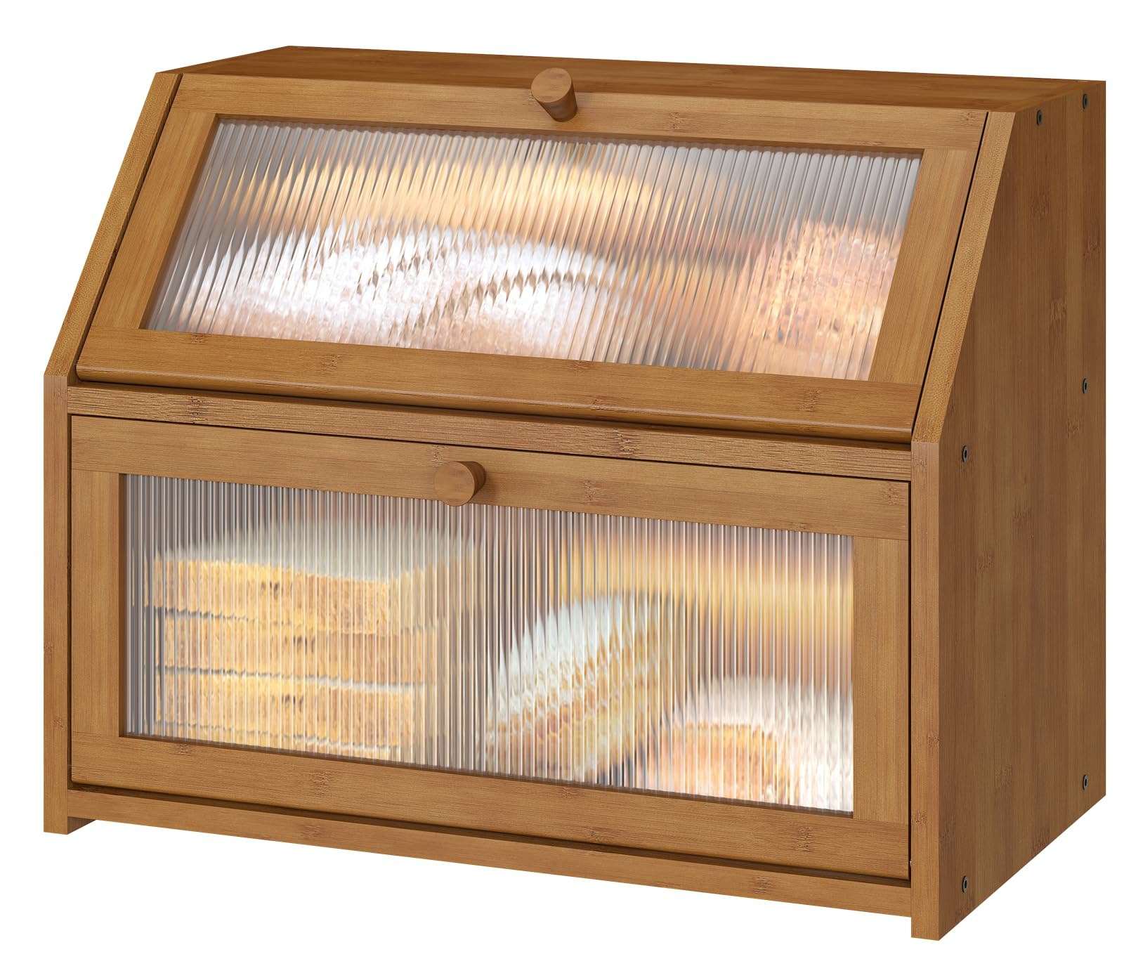 Vriccc caja pan con vidrio ondulado para una cocina más ordenada
