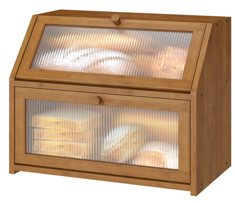 Vriccc caja pan con vidrio ondulado para una cocina más ordenada