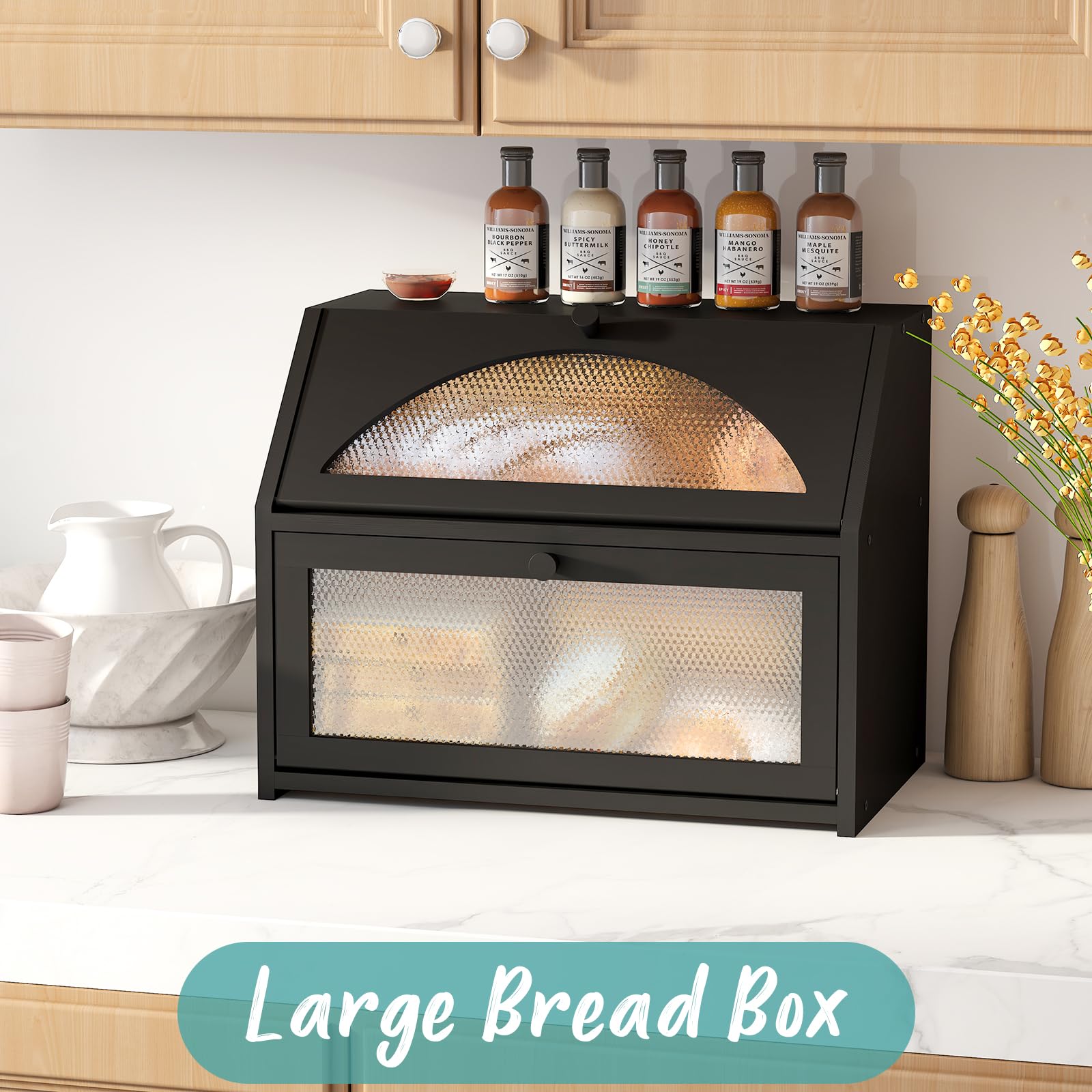 Panera Vriccc de bambú, vista lateral, diseño limpio para la cocina.