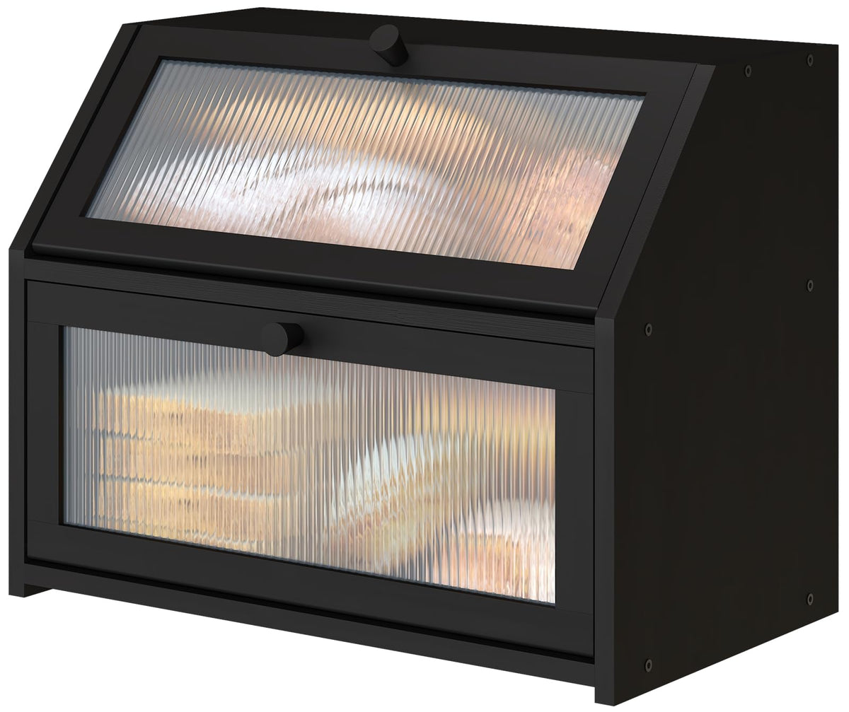 Vriccc panera de cocina con vidrio ondulado para un aspecto limpio.