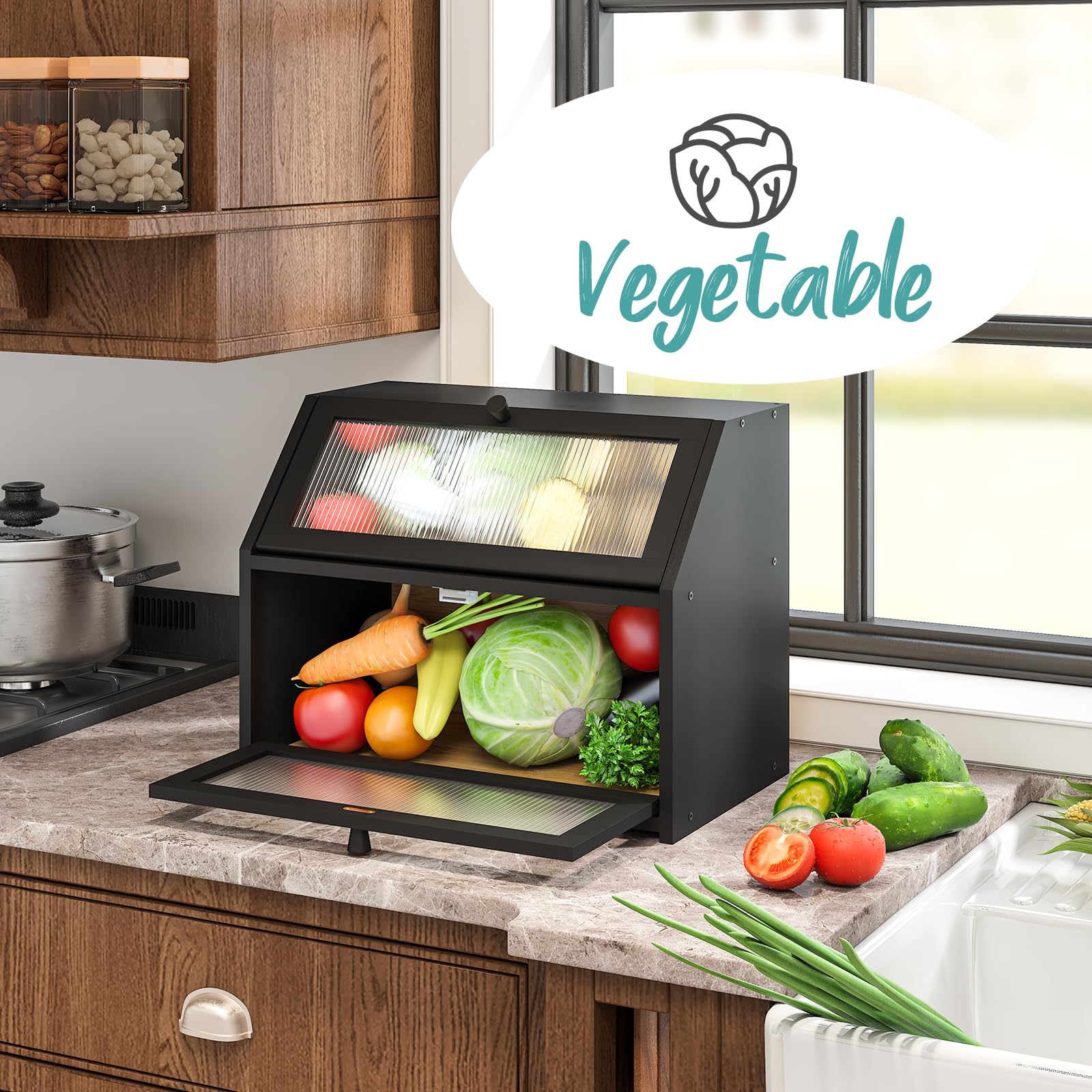 Vriccc panera con diseño de bambú sobrio para encimeras modernas.
