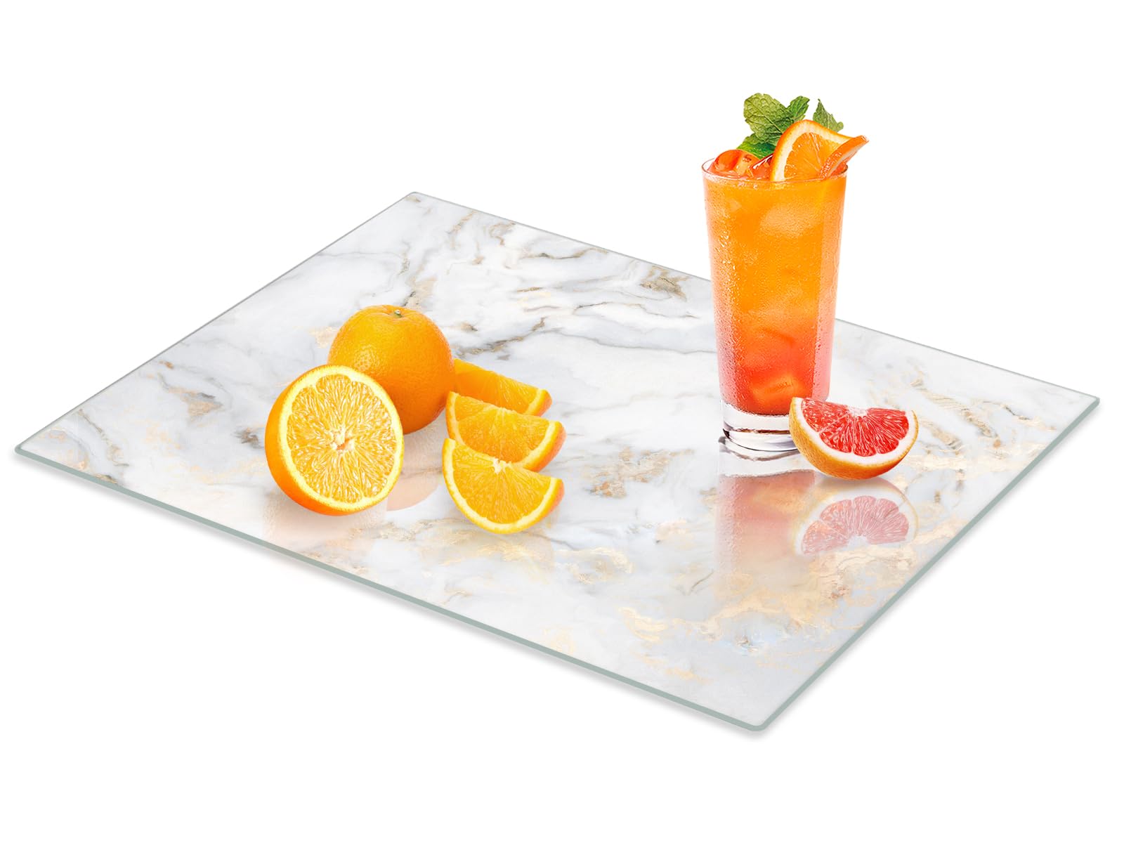 VSAR House tabla cortar vidrio templado con acabado oro mármol para cocina elegante y resistente.